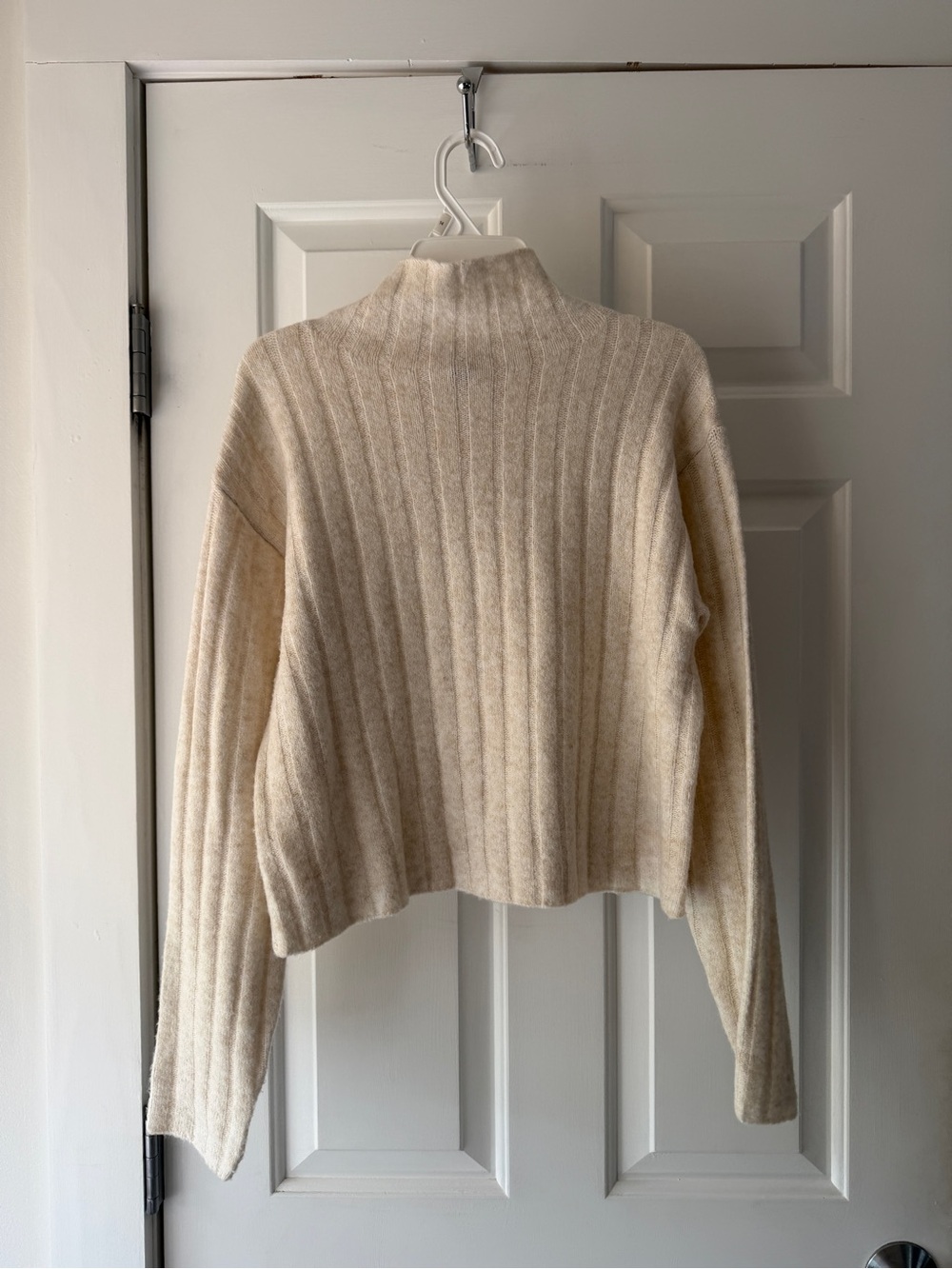Universal Thread Cream Ribbed Mock-Neck Sweater